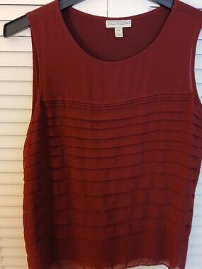 DANA BUCHMAN dark red shell with Ruffles